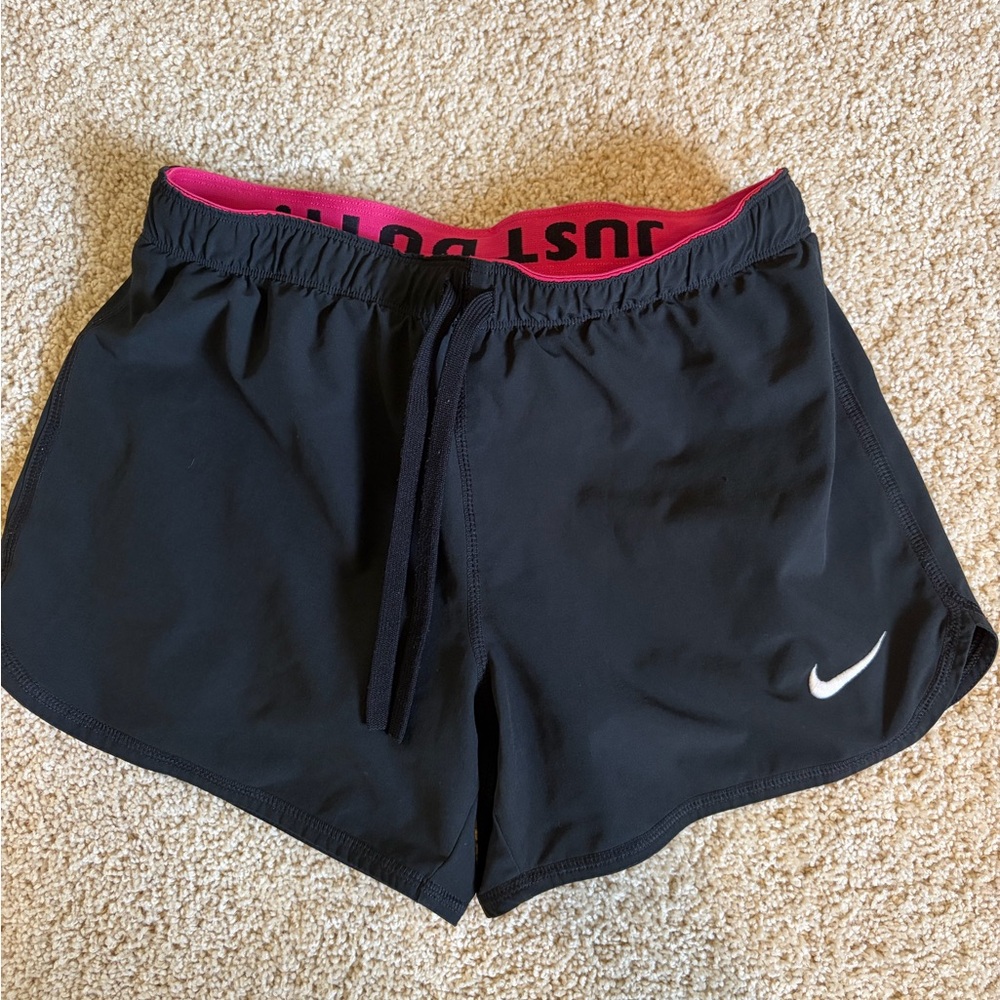 Nike Women’s Black Athletic Shorts with Pink Waistband Liner
